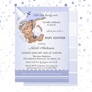 Peace Angel Bear Baby Shower Invitation