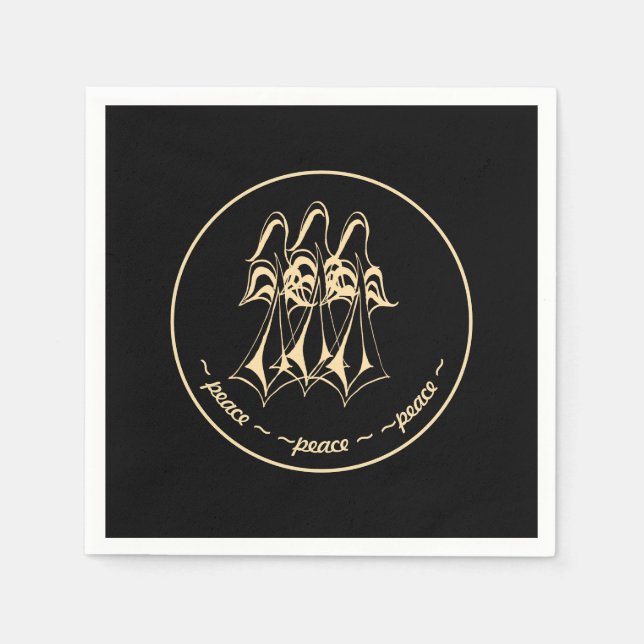 Peace! Angel Black Gold Napkins (Front)