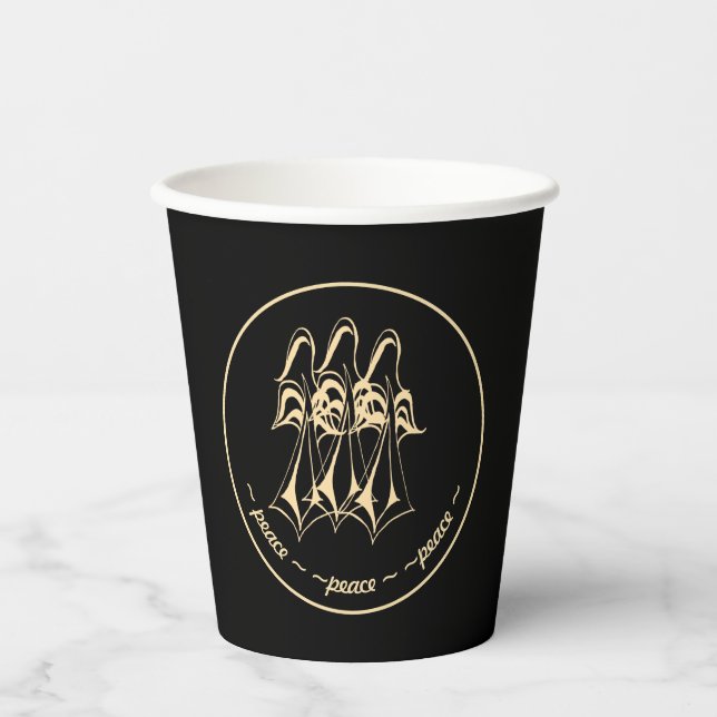 Peace! Angel Black Gold Paper Cups (Front)