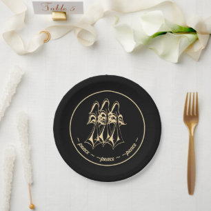 Peace! Angel Black Gold Paper Plates