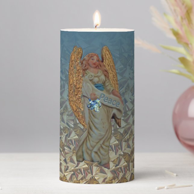Peace Angel Bows  Pillar Candle (In Situ)