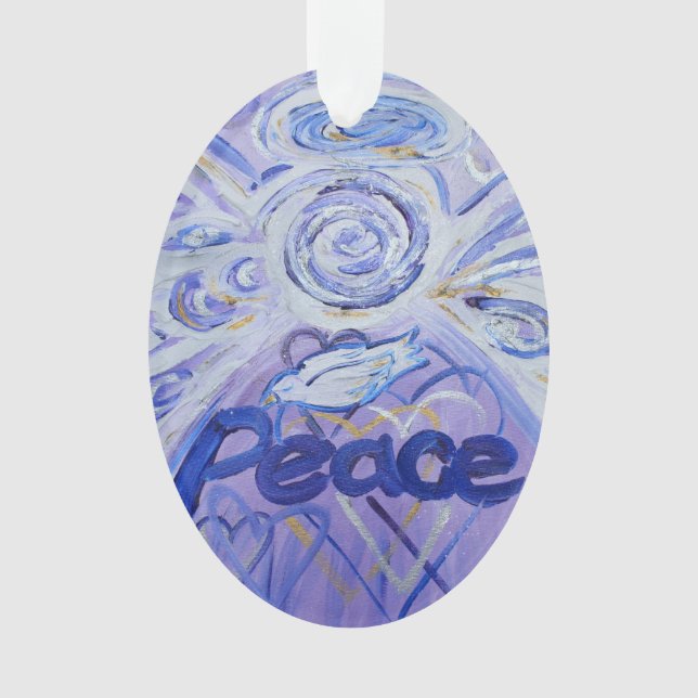 Peace Angel Word Art Gift Holiday Ornament (Front)