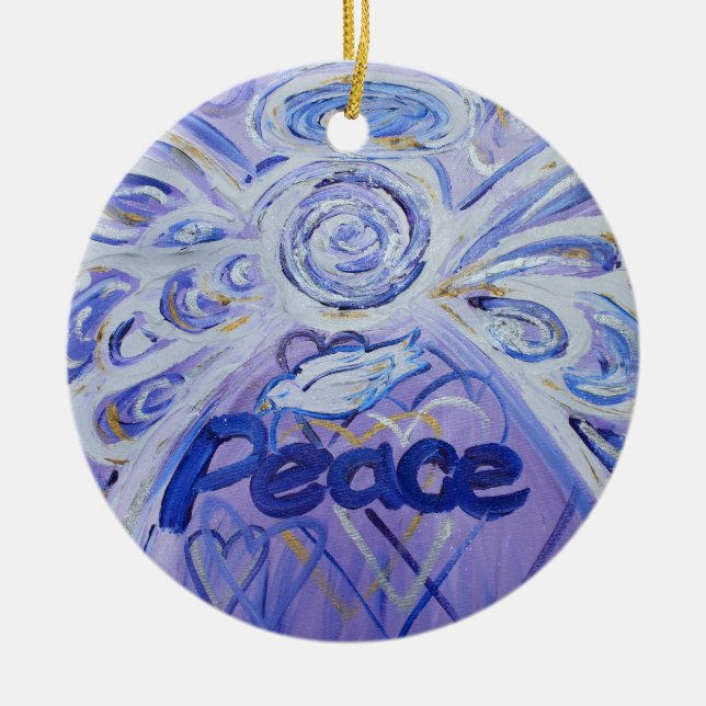 Peace Angel Word Art Gift Holiday Ornament (Front)
