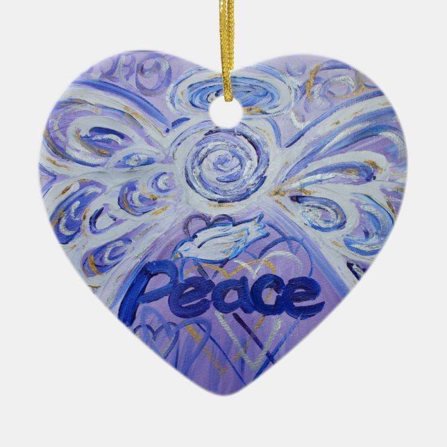 Peace Angel Word Art Gift Holiday Ornament (Front)