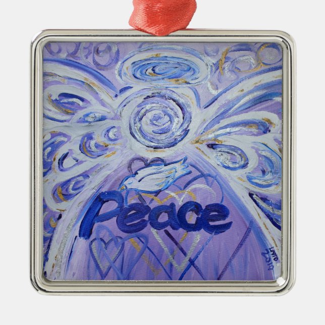 Peace Angel Word Art Gift Holiday Ornaments (Front)