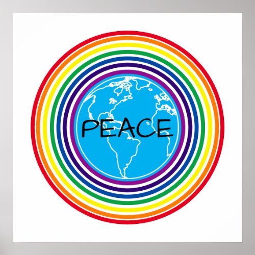 Peace Around the World Rainbow Personalized Poster