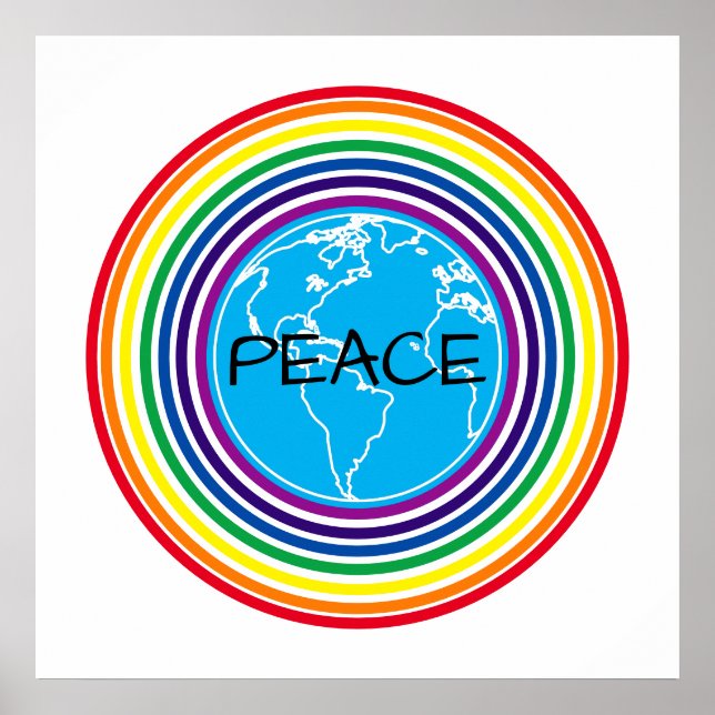 Peace Around the World Rainbow Personalized Poster (Front)