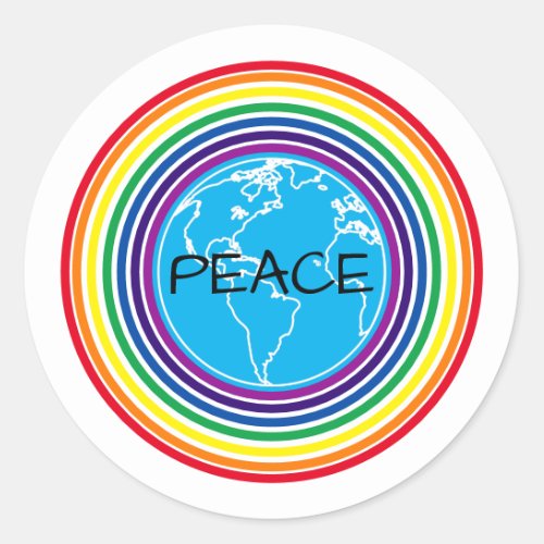 Peace Around the World Rainbow Personalized Poster Classic Round Sticker
