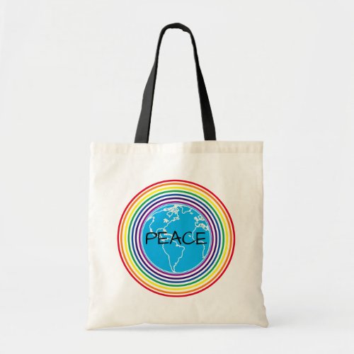 Peace Around the World Rainbow Personalized Tote Bag