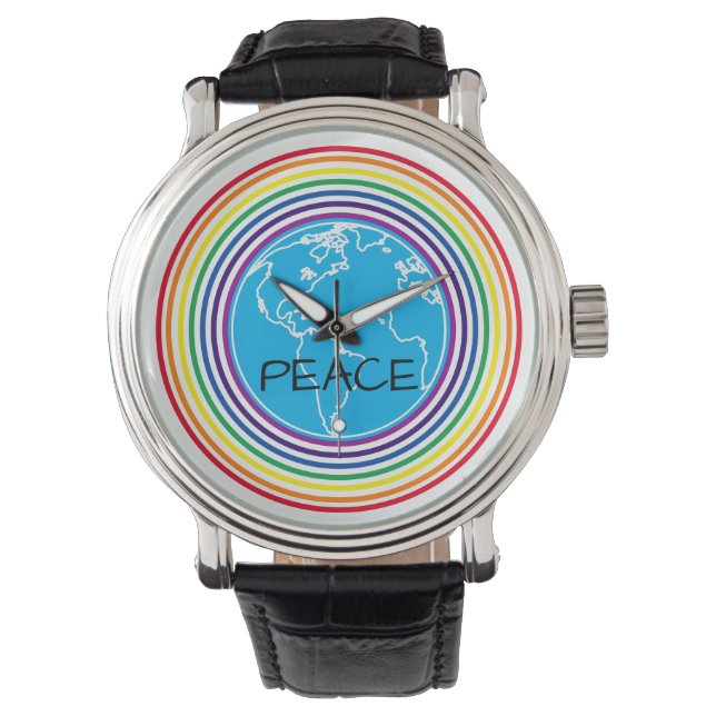 Peace Around the World Rainbow Personalized Watch (Front)