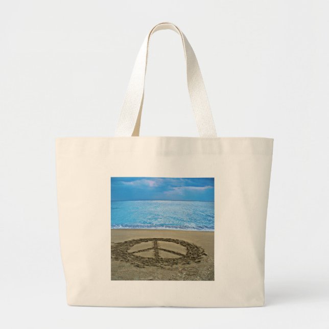 peace at the ocean large tote bag (Front)