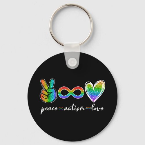 Peace Autism Love Autism Awareness T_Shirt feature Keychain