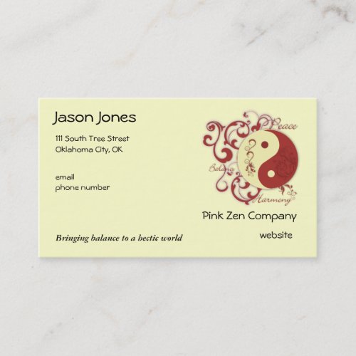 Peace, Balance, Harmony Business Card Templates