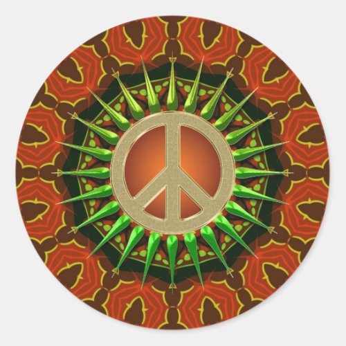 Peace Batik Floral Geometry  Classic Round Sticker