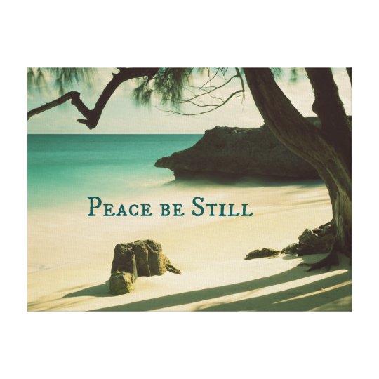 Peace Be Still Bible Verse with Ocean Canvas Print