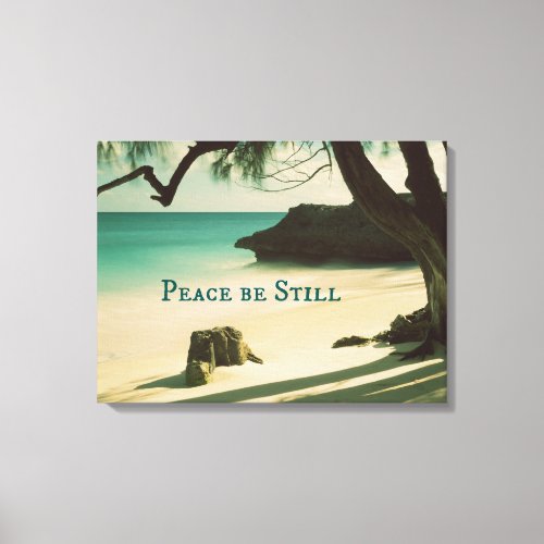 Peace Be Still Bible Verse with Ocean Canvas Print