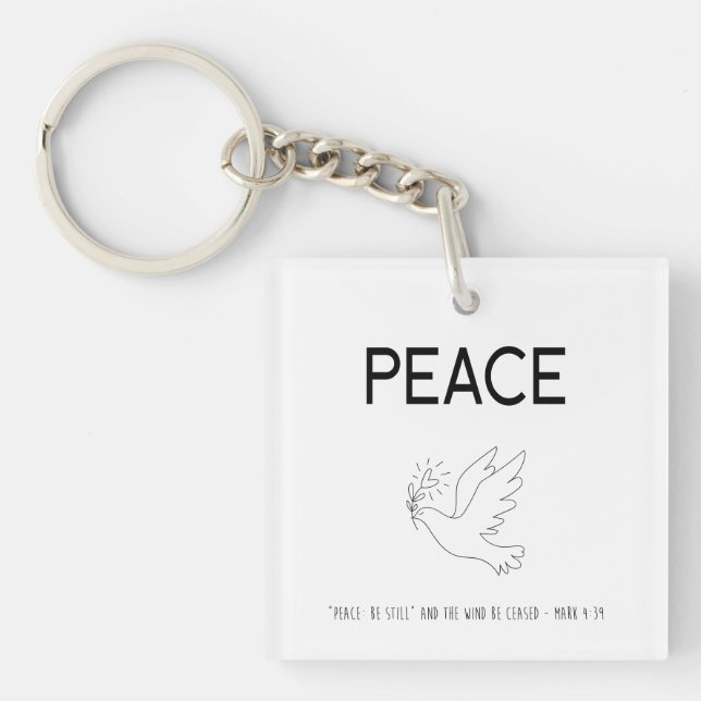 Peace be still bird flying keychain (Front)