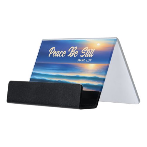 Peace Be Still Desk Business Card Holder