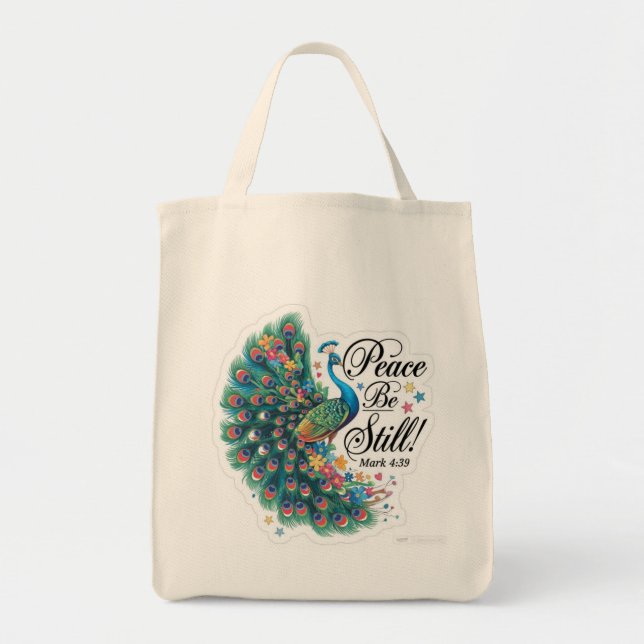Peace be still grocery tote bag (Front)