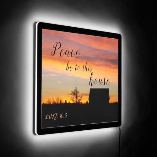 Peace Be to This House Sunset Silhouette LED Sign