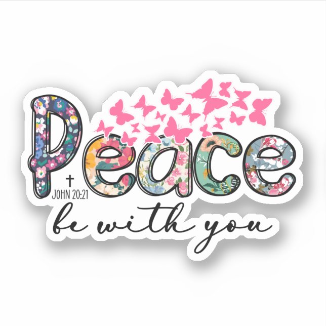 Peace Be With You Butterfly Sticker (Front)