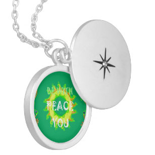  Peace Be With You Floral Test Design Locket Necklace
