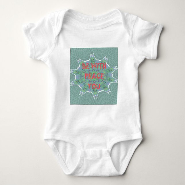 Peace Be With You Inspirational Graphic Art Text Baby Bodysuit (Front)