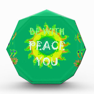 Peace Be With You: Inspirational Green and Yellow Acrylic Award