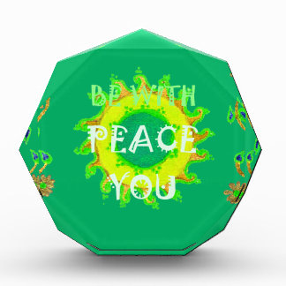 Peace Be With You: Inspirational Green and Yellow  Acrylic Award