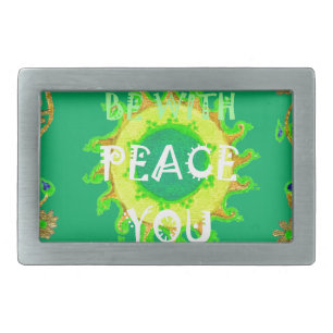 Peace Be With You: Inspirational Green and Yellow Belt Buckle