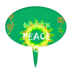 Peace Be With You: Inspirational Green and Yellow Cake Topper