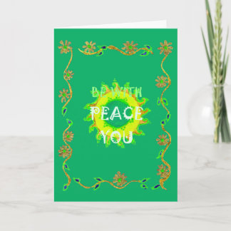 Peace Be With You: Inspirational Green and Yellow  Card