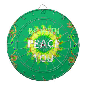 Peace Be With You: Inspirational Green and Yellow  Dart Board