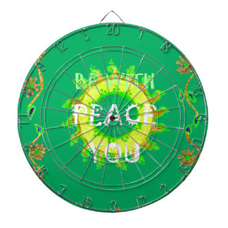 Peace Be With You: Inspirational Green and Yellow  Dart Board