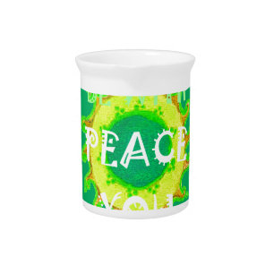 Peace Be With You: Inspirational Green and Yellow Drink Pitcher