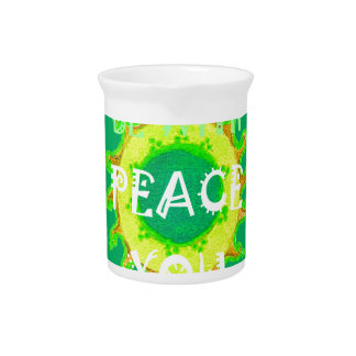Peace Be With You: Inspirational Green and Yellow  Drink Pitcher