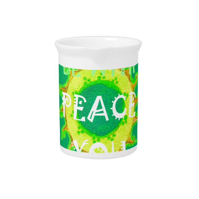 Peace Be With You: Inspirational Green and Yellow  Drink Pitcher (Front)