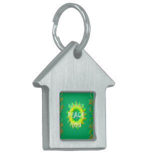 Peace Be With You: Inspirational Green and Yellow Pet Tag