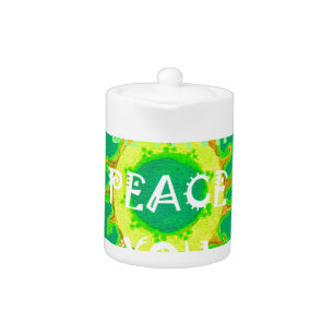 Peace Be With You: Inspirational Green and Yellow Teapot