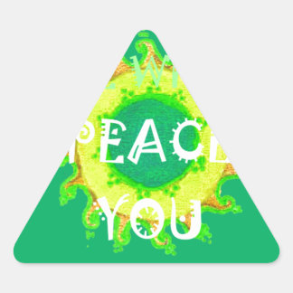 Peace Be With You: Inspirational Green and Yellow  Triangle Sticker