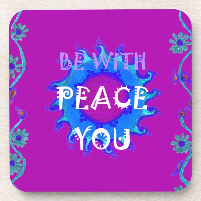 Peace Be With You Inspirational Print Drink Coaster (Front)