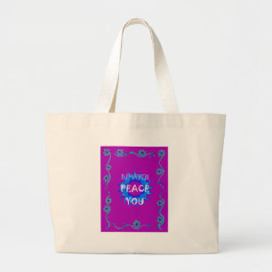 Peace Be With You Inspirational Print Large Tote Bag