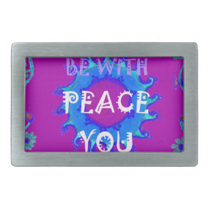Peace Be With You Inspirational Print Rectangular Belt Buckle