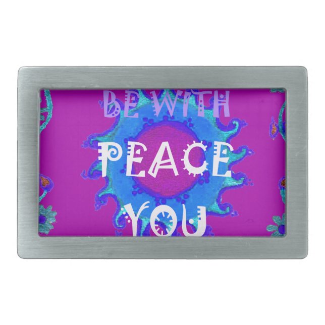 Peace Be With You Inspirational Print Rectangular Belt Buckle (Front)
