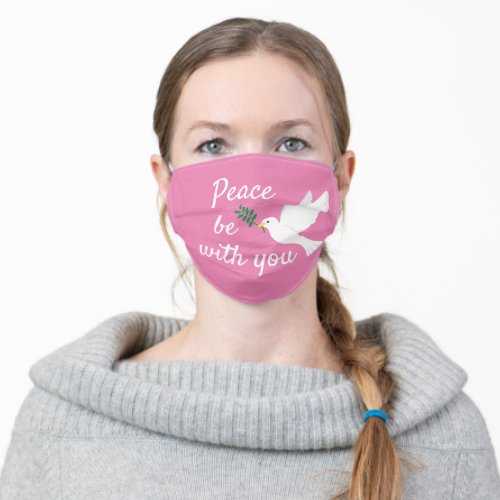 Peace Be With You Message Pink Adult Face Mask