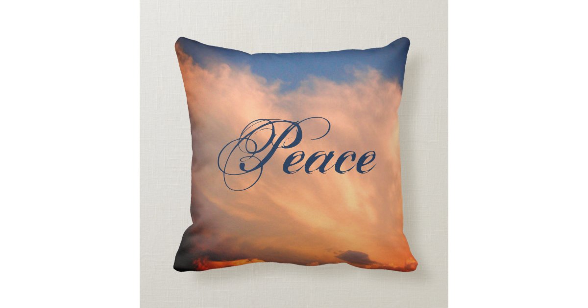 Peace Beautiful Bright Blue Sky Photo Pink Clouds Throw Pillow