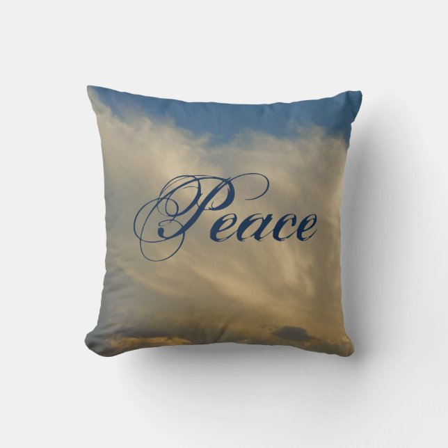 Peace Beautiful Bright Blue Sky Photo White Clouds Throw Pillow (Front)