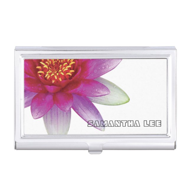 Peace | Beautiful Pink Lotus Flower/Water Lily Business Card Holder (Front)