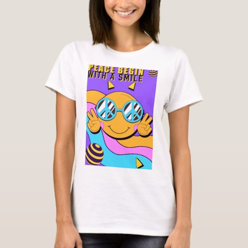 Peace begin with a smile T_Shirt