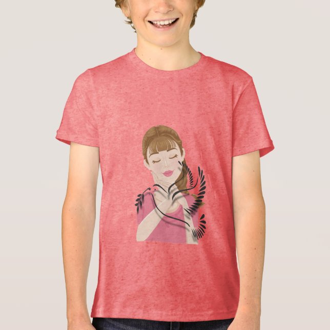 Peace Begins With a Smile – Gentle Dove & Woman Il Tri-Blend Shirt (Front)